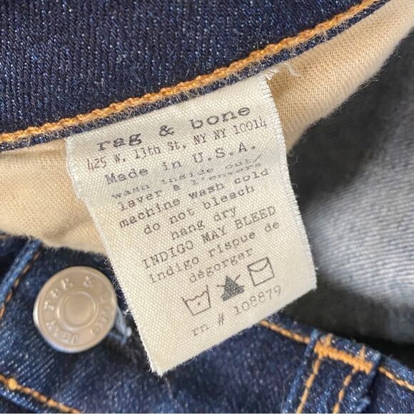 Rag & Bone High Rise Heritage Dark Blue Wash Skinny Jeans Sz 30 - Picture 14 of 16